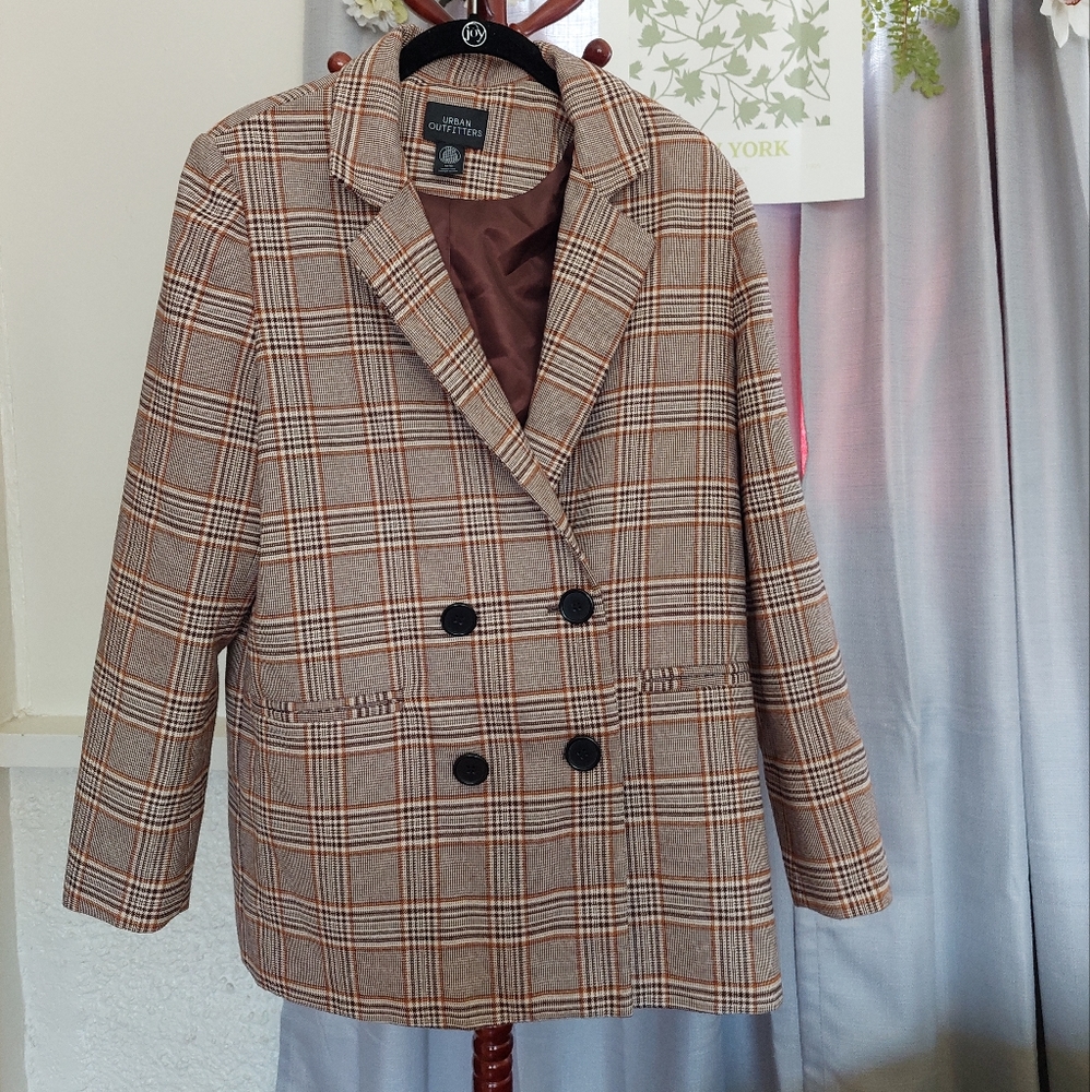 Medium Brown Plaid Urban Blazer